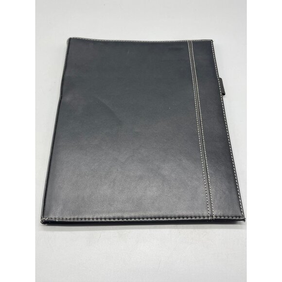 leather portfolio case notepad black 9x12" pencil card holder 2 pockets READ - Picture 2 of 7